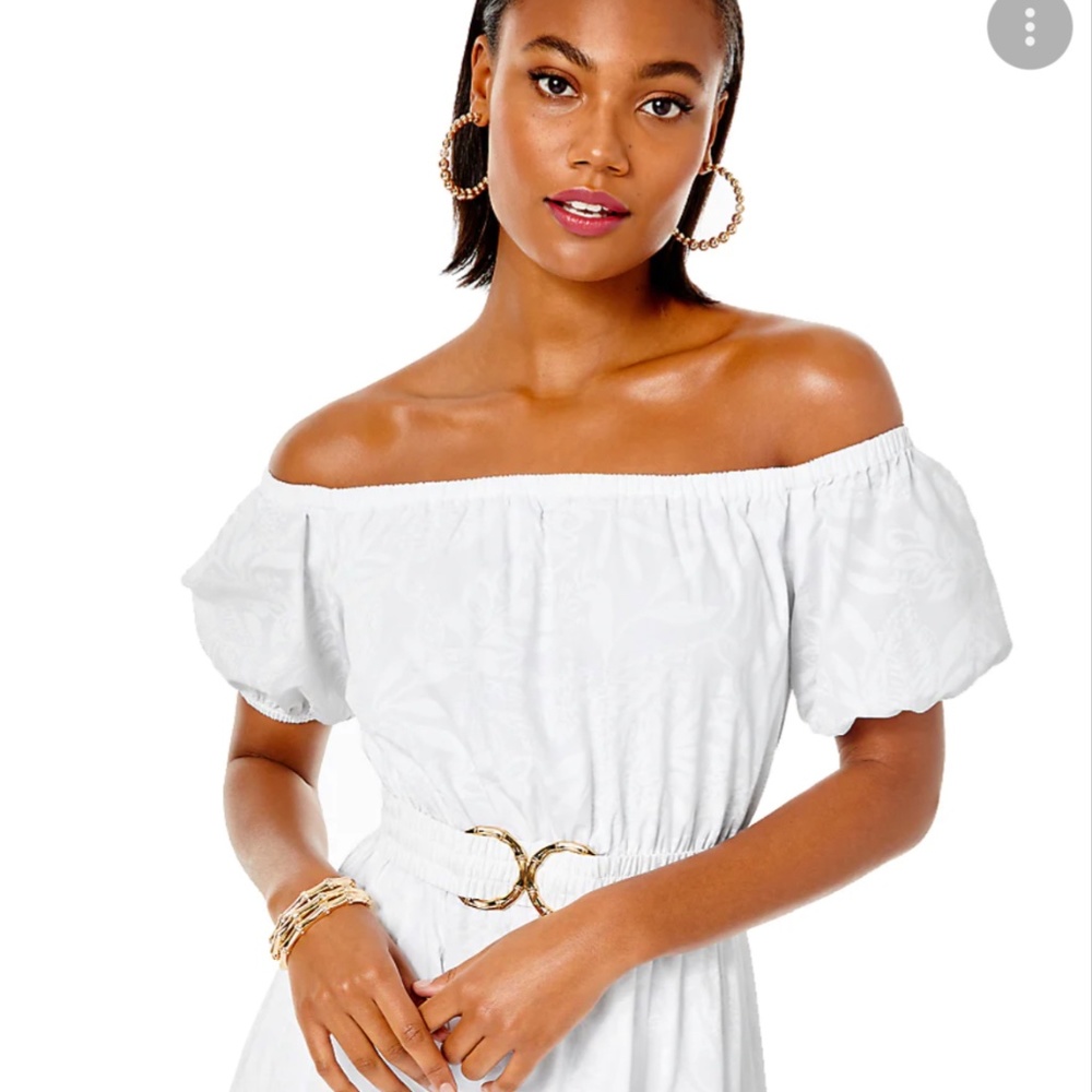 Lilly Pulitzer Nessa White Off the Shoulder Maxi Dress